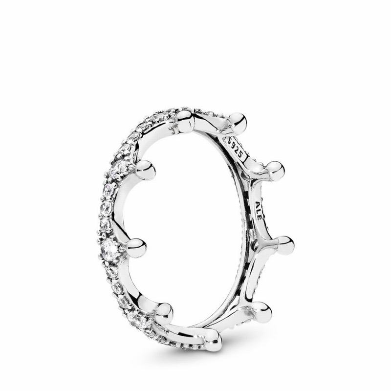 Pandora Clear Sparkling Crown Stackable Ring - Sterling Silver/Cubic Zirconia - Canada | WQ7509VM